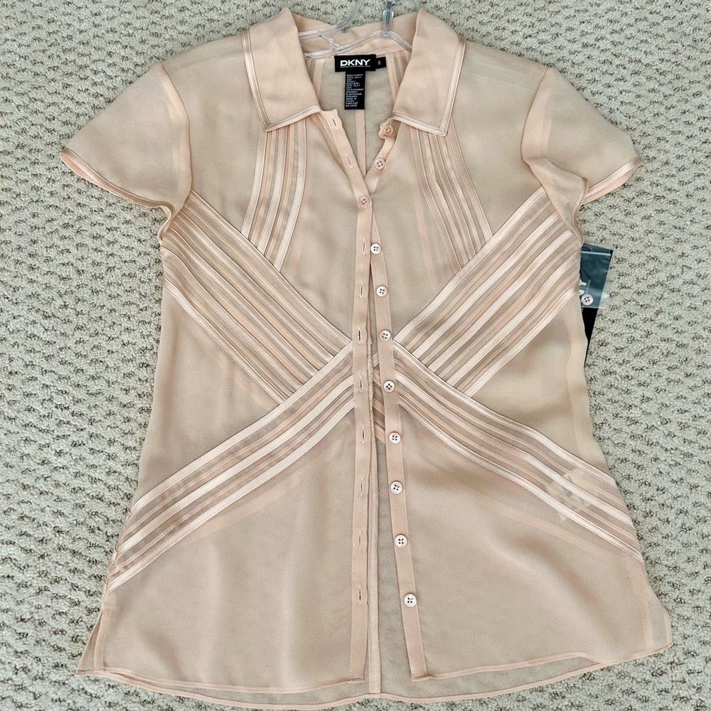 DKNY Sheer Buttondown Blouse